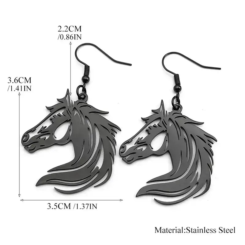 Horse Head Dangle Earrings For Women Stainless Steel Drop Earrings Jewelry Pony Animal Lover Jewelry - Jewelry