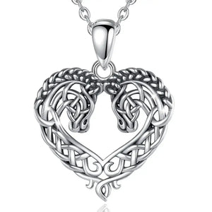 Horse Necklace Heart Shape Necklace 925 Sterling Silver Horse Lovers Gift - with 18inch chain - Jewelry