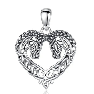 Horse Necklace Heart Shape Necklace 925 Sterling Silver Horse Lovers Gift - only pendant - Jewelry