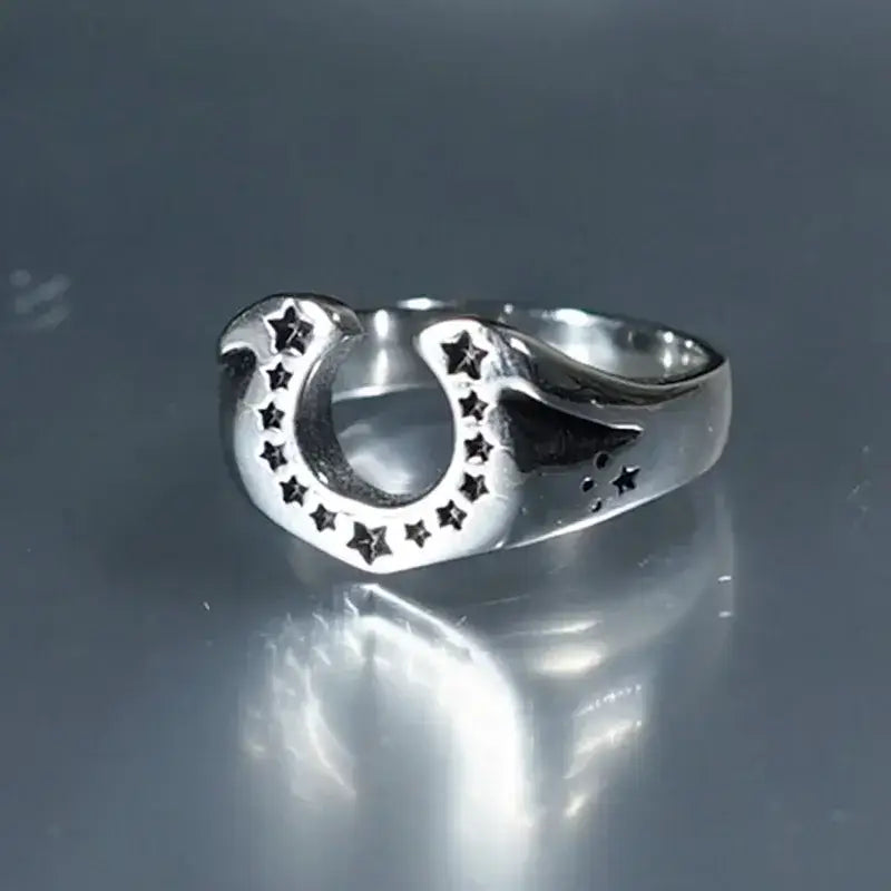 Horseshoe U-shaped Ring Stainless Steel Gift For Men Unisex Retro Women’s Horse Lover Jewelry - Jewelry
