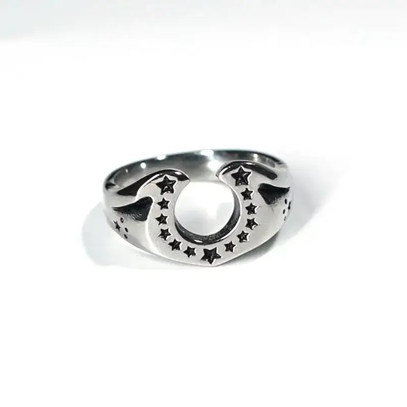 Horseshoe U-shaped Ring Stainless Steel Gift For Men Unisex Retro Women’s Horse Lover Jewelry - Stainless Steel / 6