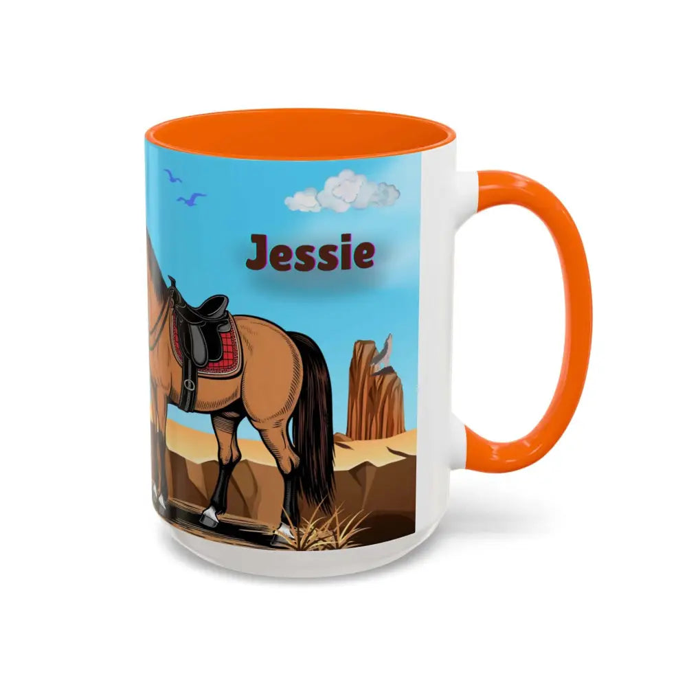 Humorous Cowboys Coffee Mug - Personalize IT - Pleading Cowboy and Sassy Horse Western Mug 15oz - Mug