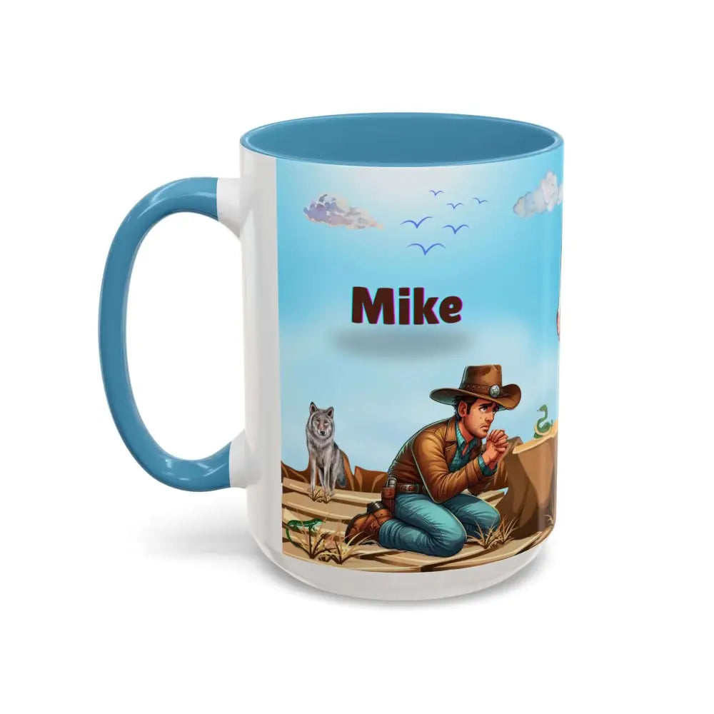 Humorous Cowboys Coffee Mug - Personalize IT - Pleading Cowboy and Sassy Horse Western Mug 15oz - Mug