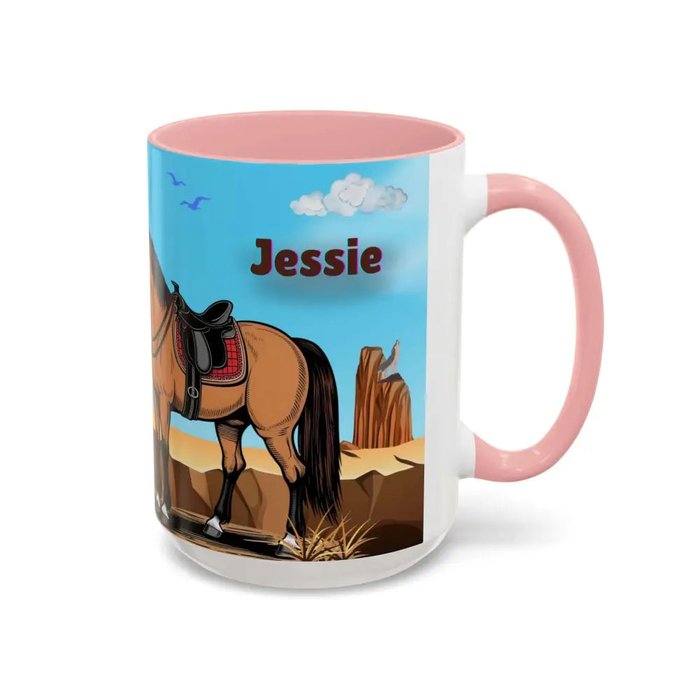 Humorous Cowboys Coffee Mug - Personalize IT - Pleading Cowboy and Sassy Horse Western Mug 15oz - Mug