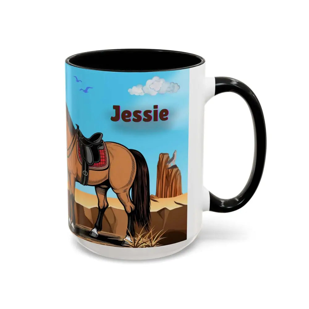 Humorous Cowboys Coffee Mug - Personalize IT - Pleading Cowboy and Sassy Horse Western Mug 15oz - Mug