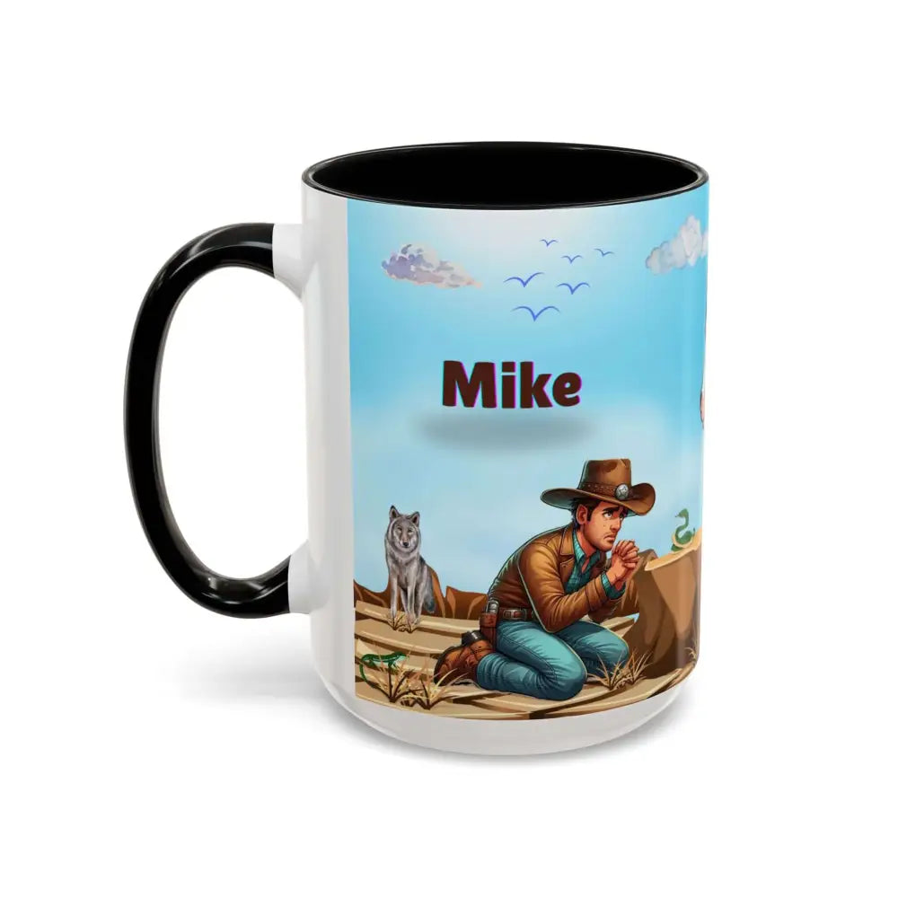 Humorous Cowboys Coffee Mug - Personalize IT - Pleading Cowboy and Sassy Horse Western Mug 15oz - Mug