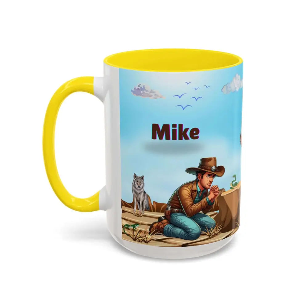 Humorous Cowboys Coffee Mug - Personalize IT - Pleading Cowboy and Sassy Horse Western Mug 15oz - Mug