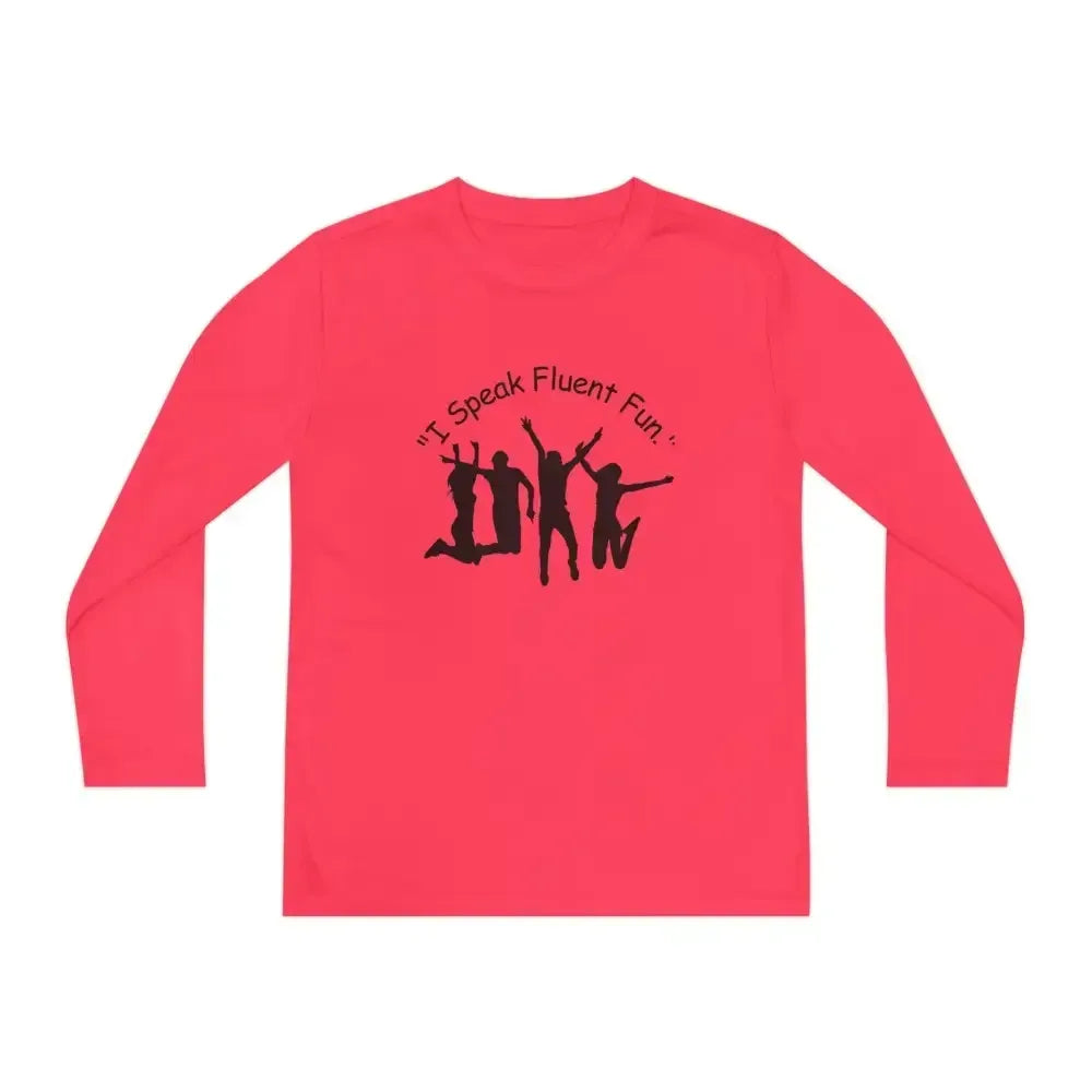 I Speak Fluent Fun Youth Unisex Long Sleeve Shirt. Perfect Gift for Teens - Hot Coral / L - Kids clothes