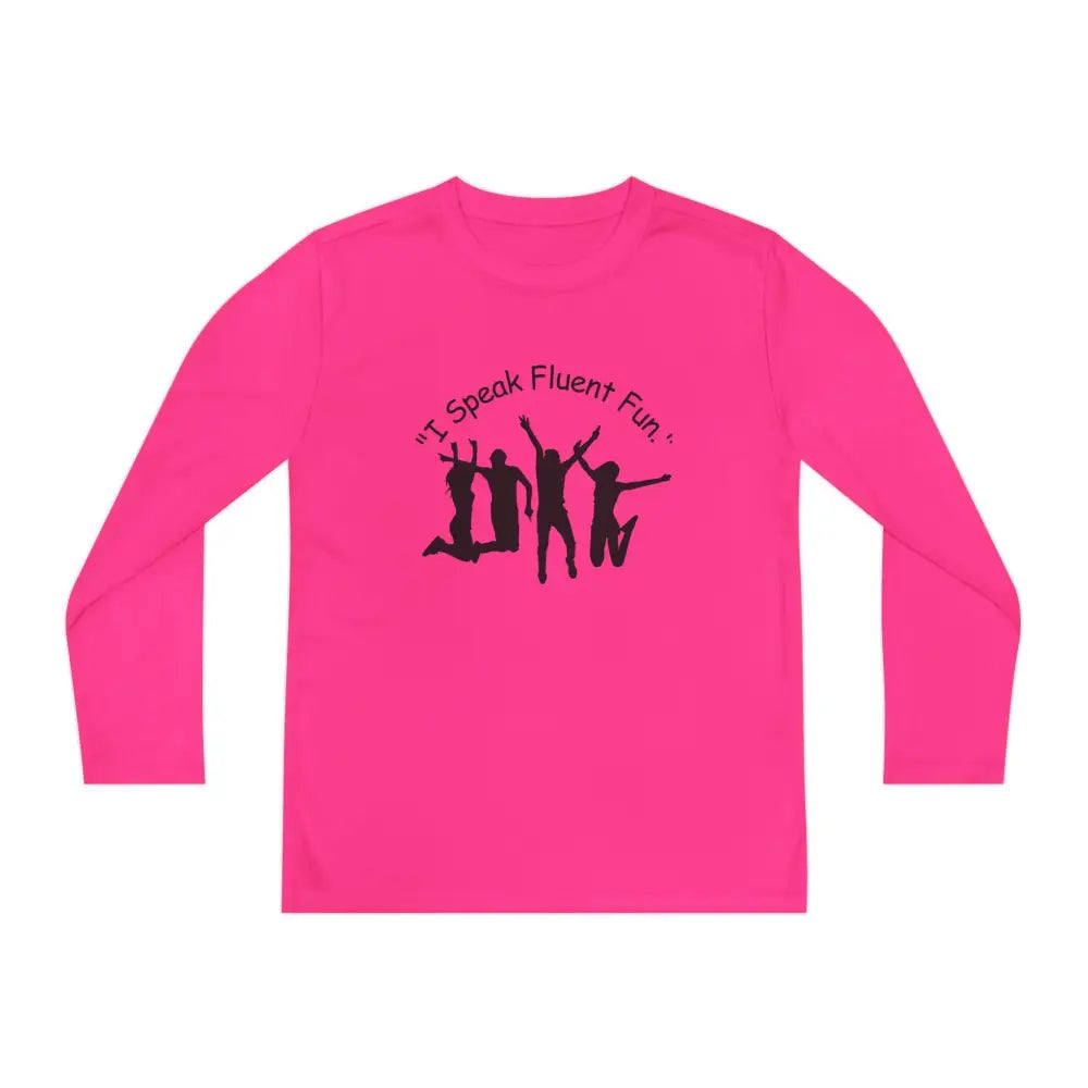 I Speak Fluent Fun Youth Unisex Long Sleeve Shirt. Perfect Gift for Teens - Neon Pink / S - Kids clothes