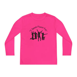 I Speak Fluent Fun Youth Unisex Long Sleeve Shirt. Perfect Gift for Teens - Neon Pink / S - Kids clothes