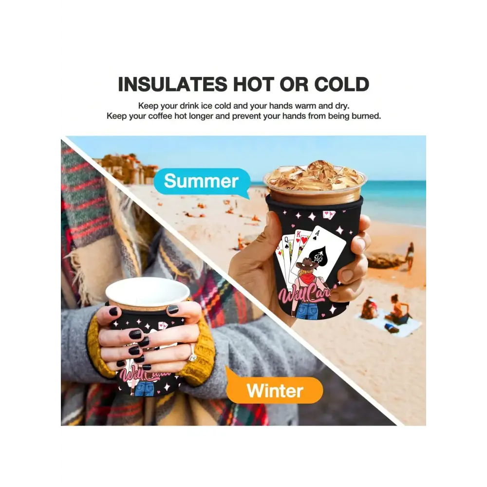Ice Coffee Drink Sleeves Cowgirl Western Reusable Sleeve Neoprene Insulator Coolie Sleeve for Ice Drinks 3pcs - Drink