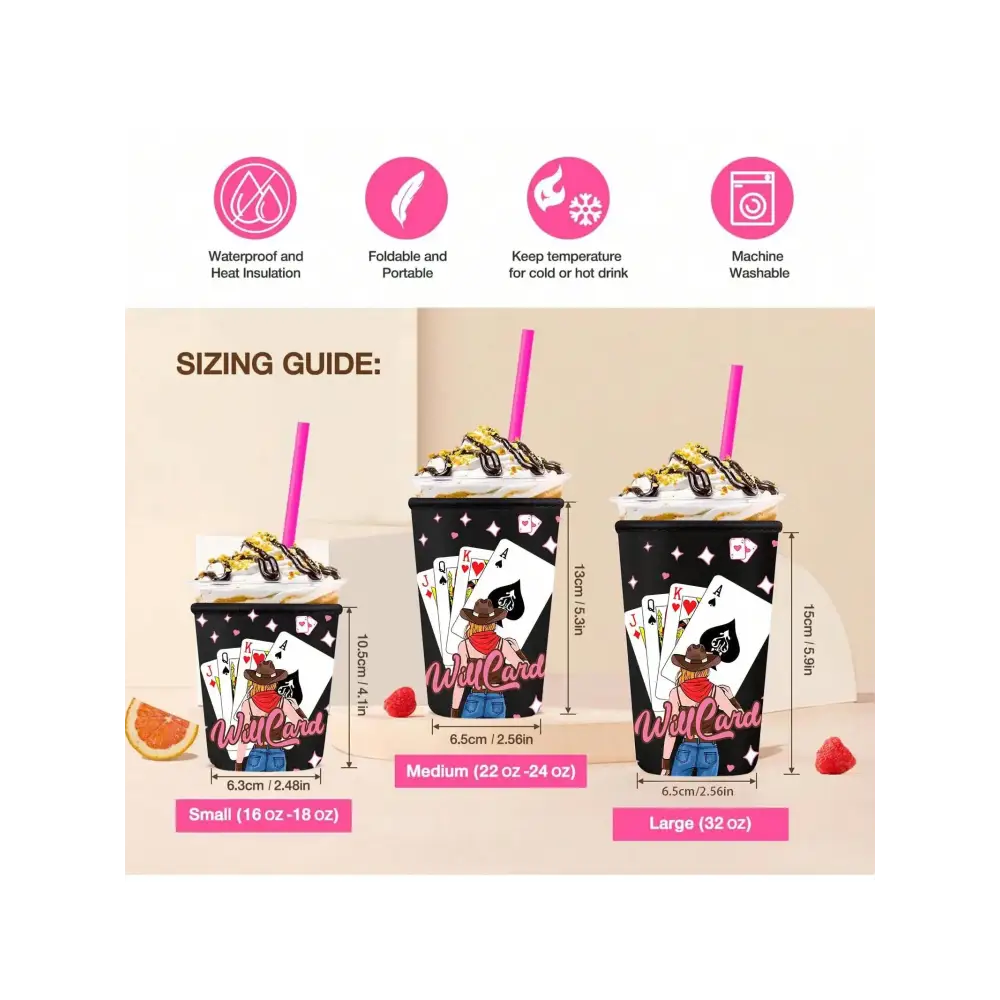 Ice Coffee Drink Sleeves Cowgirl Western Reusable Sleeve Neoprene Insulator Coolie Sleeve for Ice Drinks 3pcs - Drink
