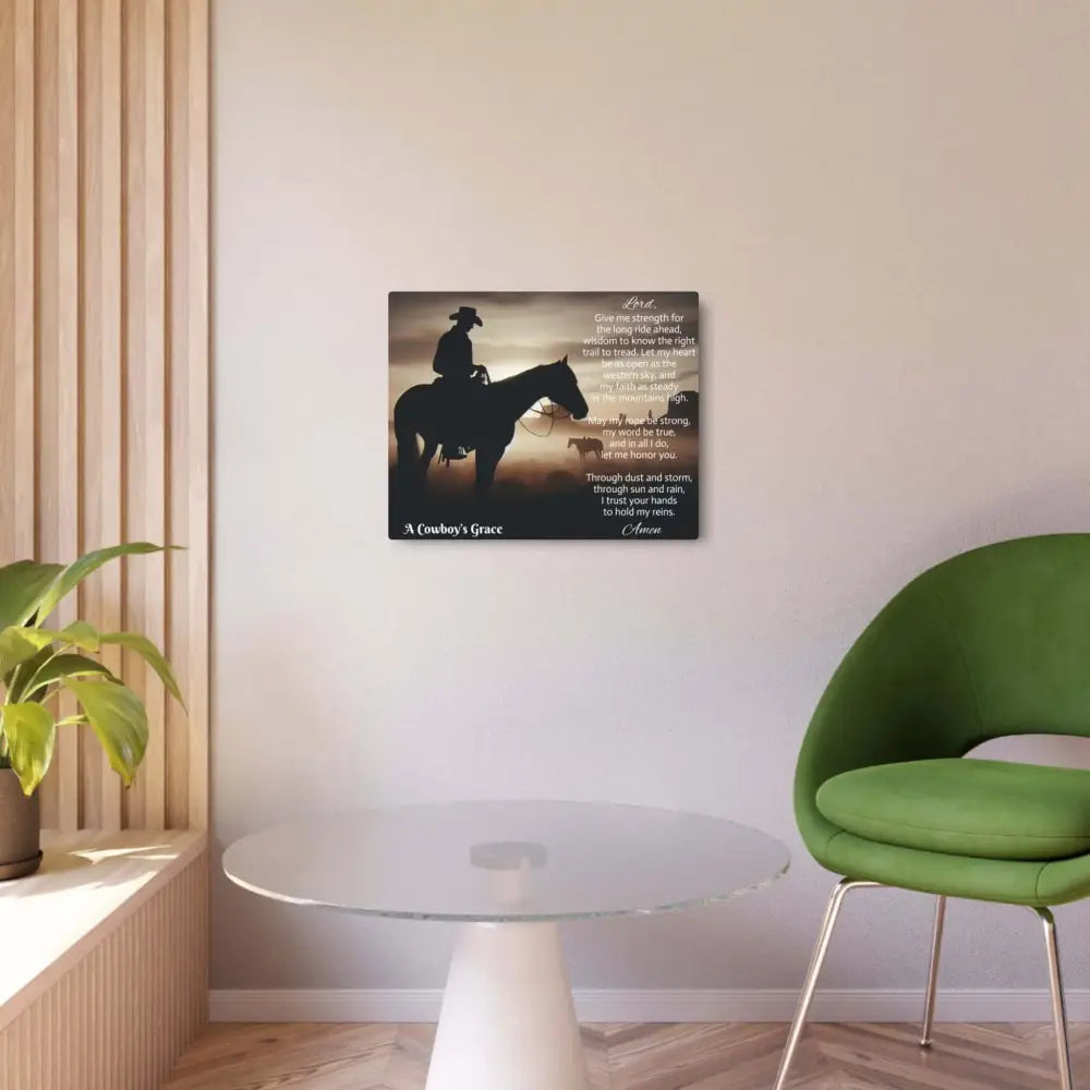 Inspirational Cowboy Metal Art Sign - A Cowboy’s Grace - 20’’ x 16’’ (Horizontal) / 0.12’’ - Home Decor