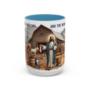 Inspirational Jesus Coffee Mug Uplifting Spiritual Motivational Gifts 15oz - 15oz / Light Blue - Mugs
