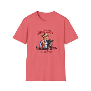 Just The Kinda Of Wife I Am T-Shirt Funny Farm Wife Shirt Gift for Animal Lovers Farmers Wife - Coral Silk / S - T-Shirt