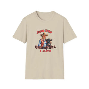 Just The Kinda Of Wife I Am T-Shirt Funny Farm Wife Shirt Gift for Animal Lovers Farmers Wife - Sand / S - T-Shirt