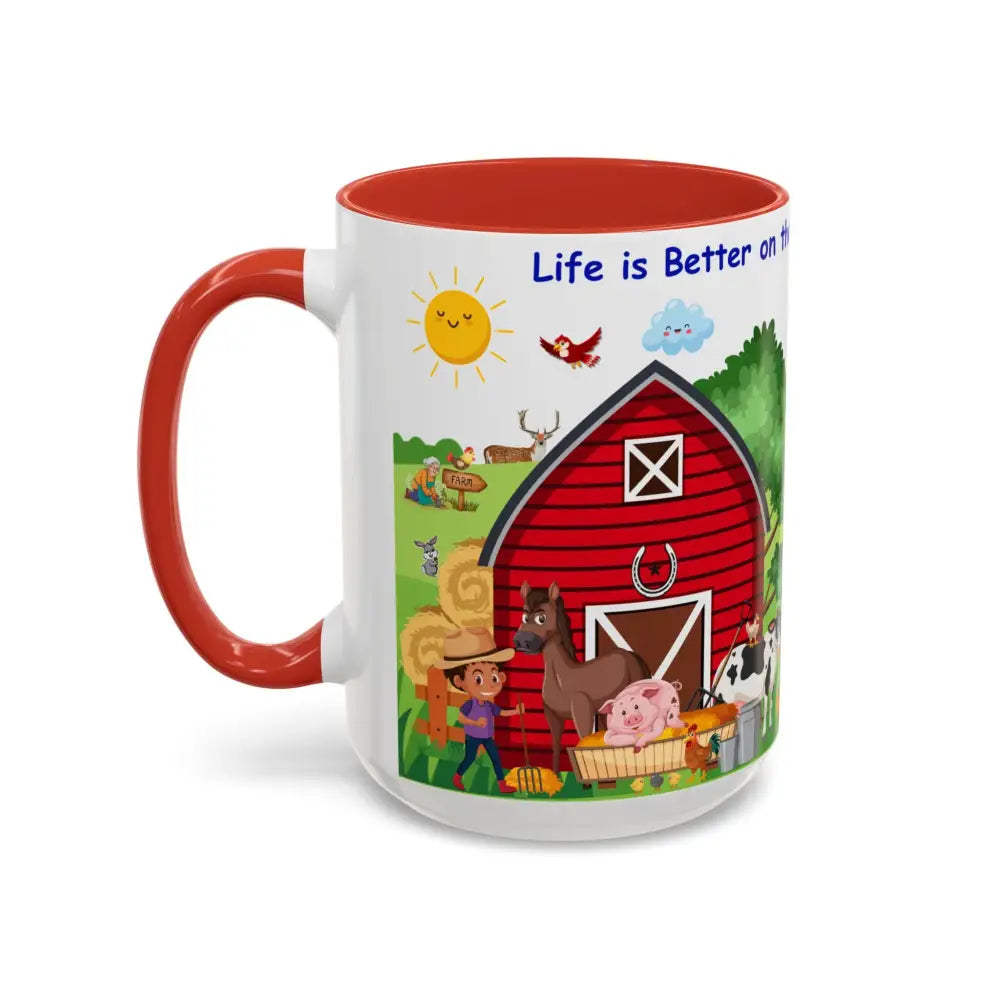 Life is Better on the FARM Mug Cartoon Cup for Kids Love Farming Cup of Joy 15oz - Mug