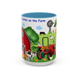 Life is Better on the FARM Mug Cartoon Cup for Kids Love Farming Cup of Joy 15oz - 15oz / Light Blue - Mug