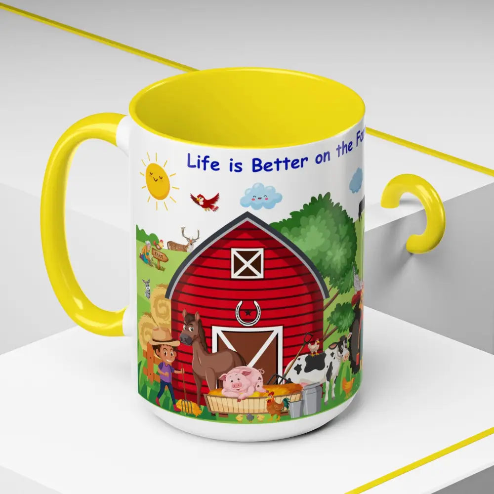 Life is Better on the FARM Mug Cartoon Cup for Kids Love Farming Cup of Joy 15oz - Mug