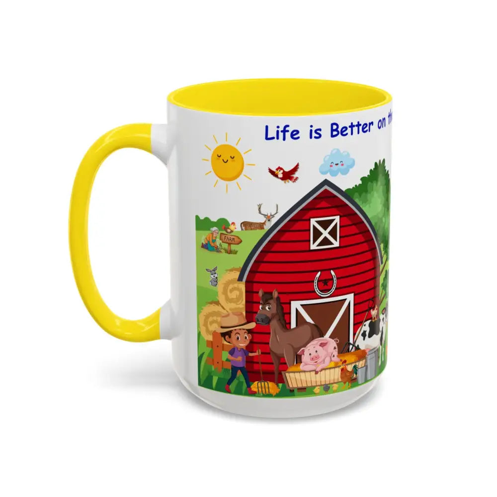 Life is Better on the FARM Mug Cartoon Cup for Kids Love Farming Cup of Joy 15oz - Mug