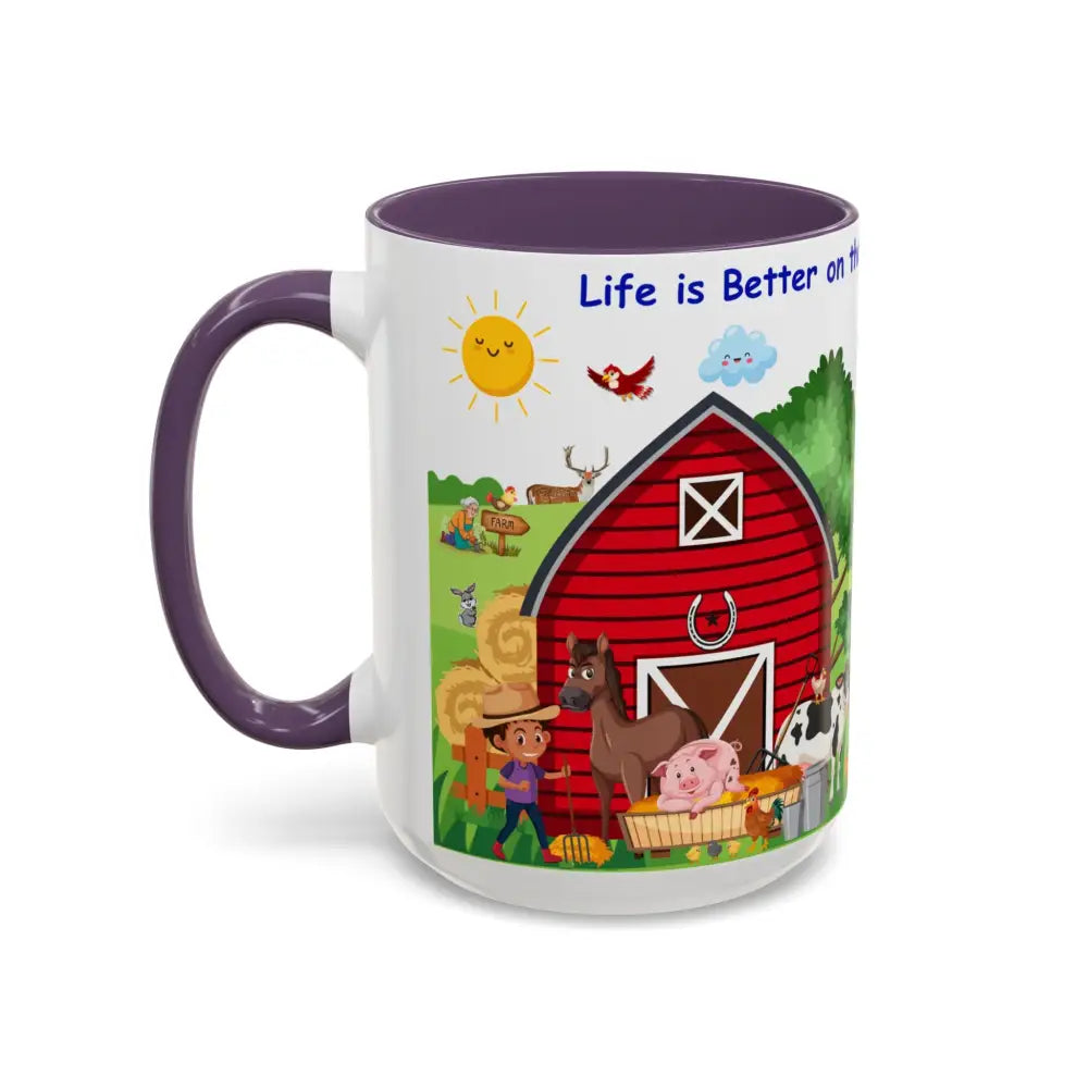Life is Better on the FARM Mug Cartoon Cup for Kids Love Farming Cup of Joy 15oz - Mug