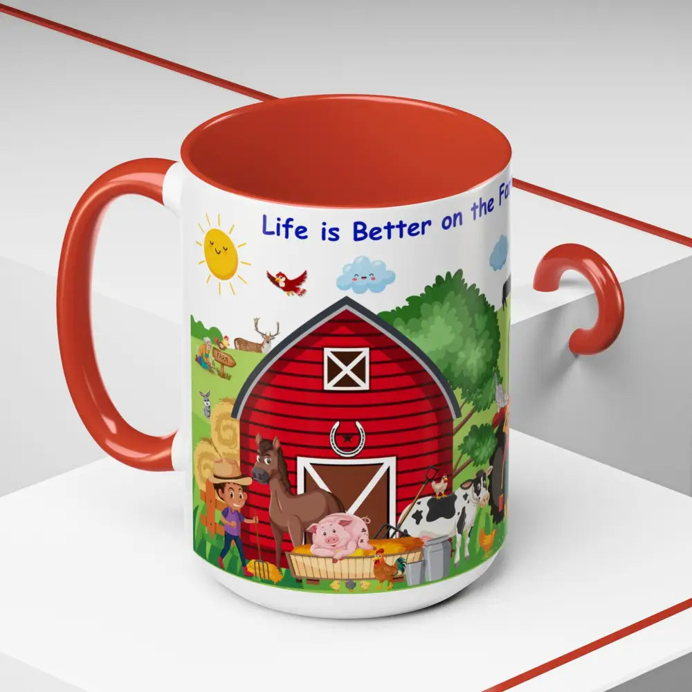 Life is Better on the FARM Mug Cartoon Cup for Kids Love Farming Cup of Joy 15oz - Mug