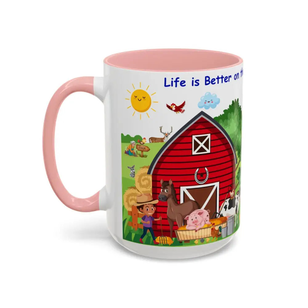 Life is Better on the FARM Mug Cartoon Cup for Kids Love Farming Cup of Joy 15oz - Mug