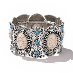 Western Fashion Bracelets Elastic Bracelets & Bangles Horse Lover Jewelry - White And Blue - Jewelry