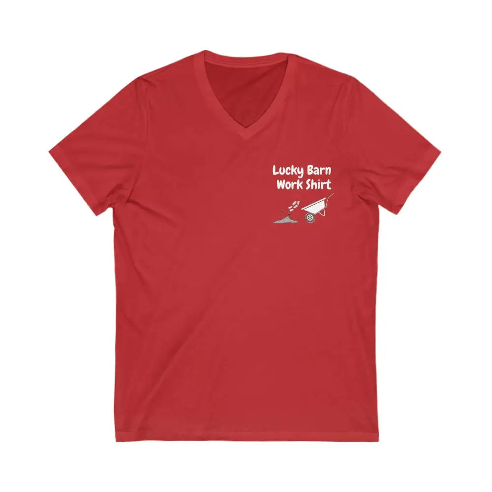 Lucky Barn Work T-Shirt V-Neck Jersey Short Sleeve Tee - Red / S - T-Shirt