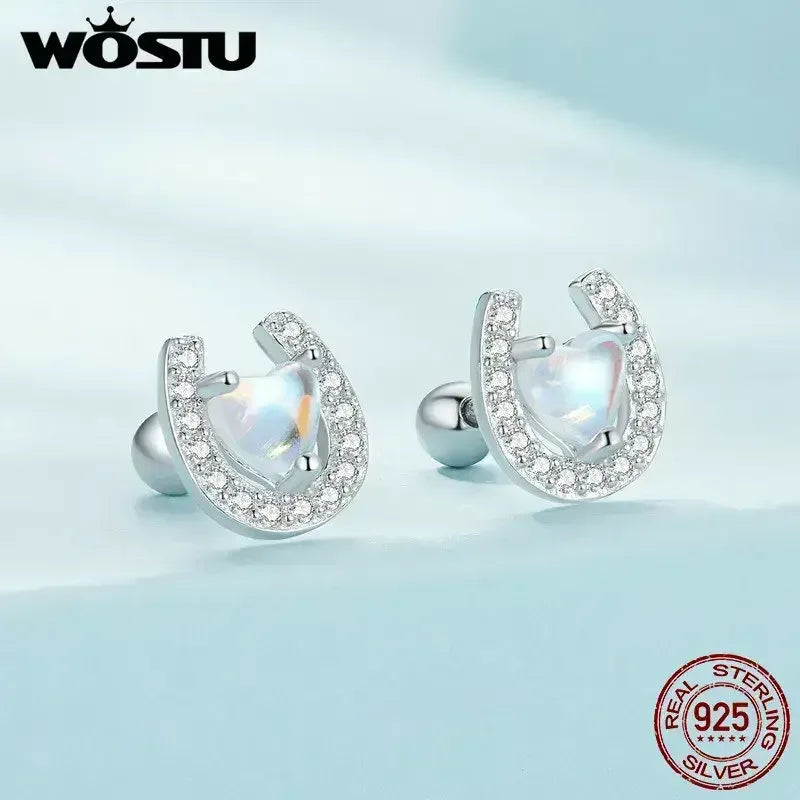 Lucky Horseshoe Stud Earrings, Sterling Silver Earrings Jewelry - The Best New Thing