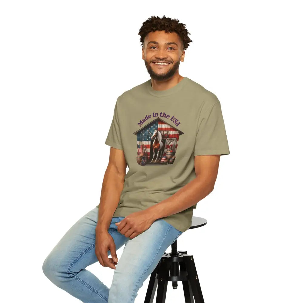 Made in the USA Horse Graphic T-Shirt Patriotic Tee for Horse Lovers American Pride Apparel - T-Shirt