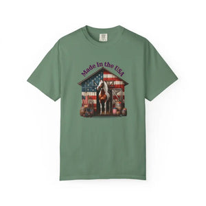 Made in the USA Horse Graphic T-Shirt Patriotic Tee for Horse Lovers American Pride Apparel - Light Green / S - T-Shirt