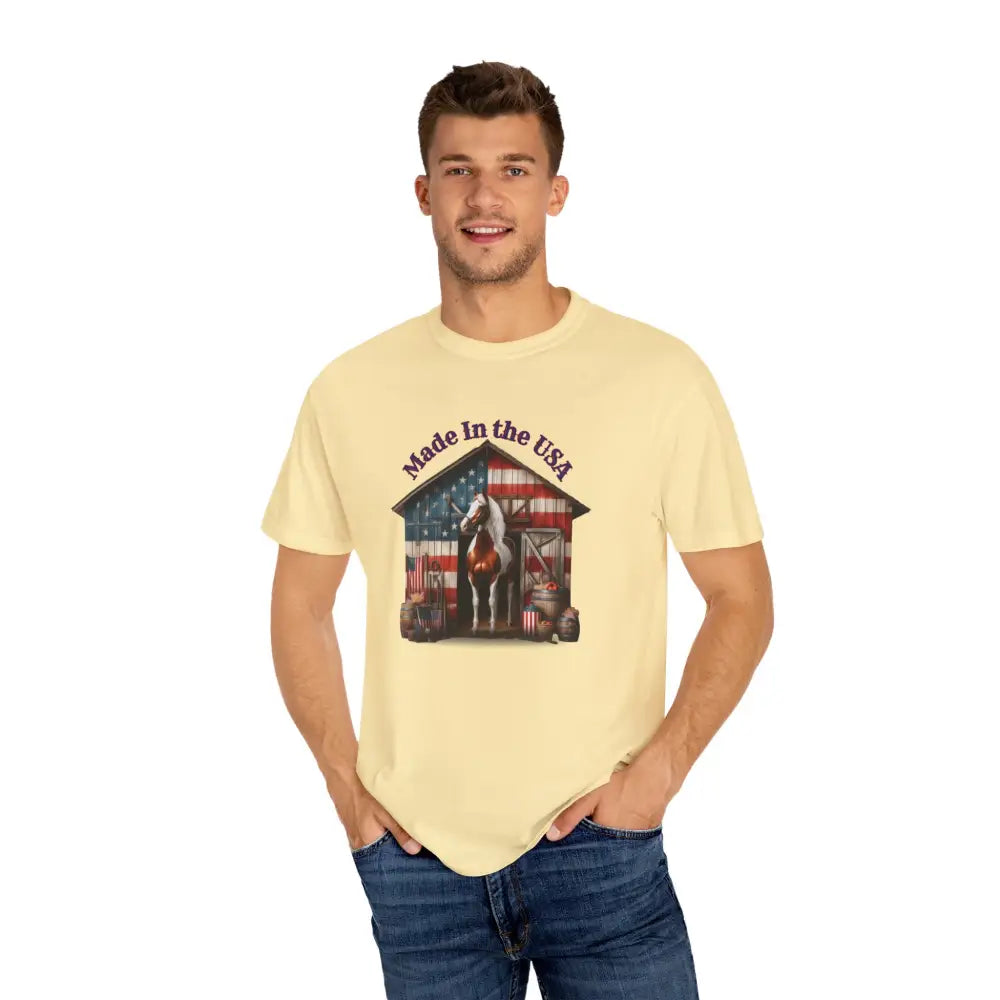 Made in the USA Horse Graphic T-Shirt Patriotic Tee for Horse Lovers American Pride Apparel - T-Shirt