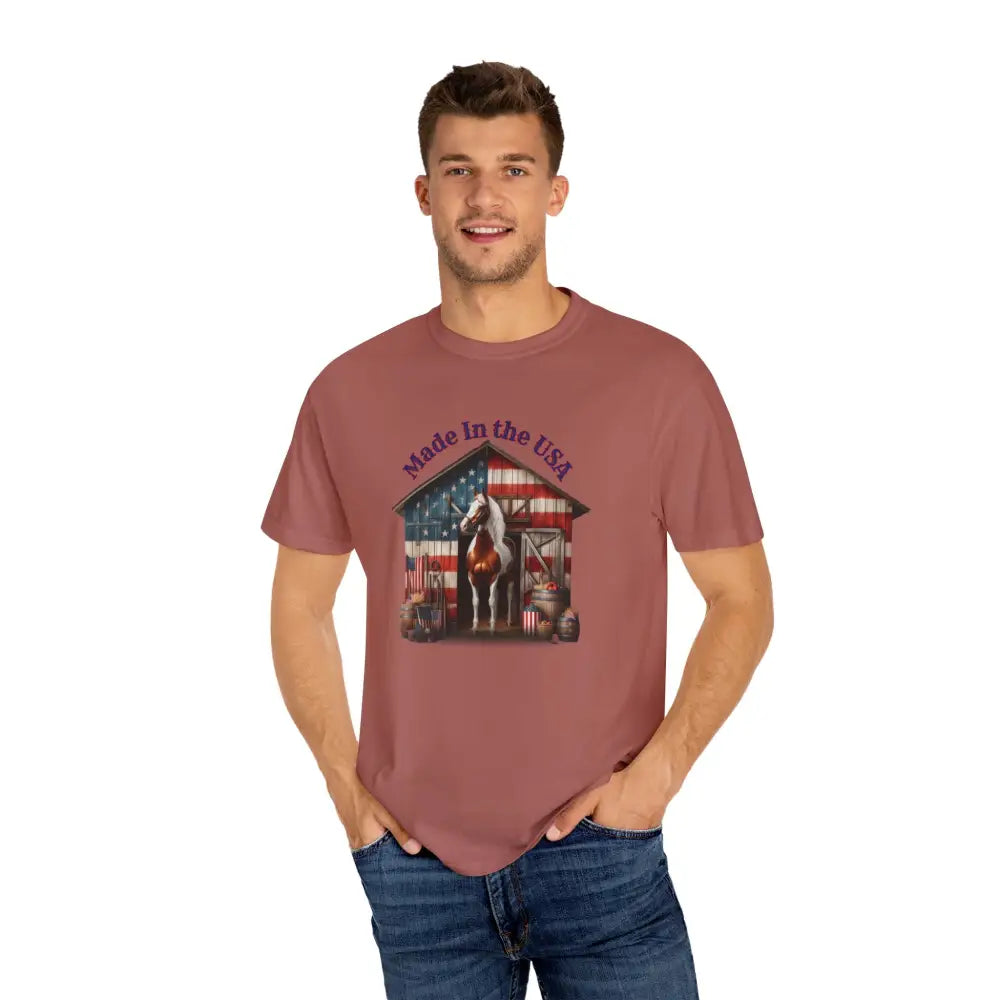 Made in the USA Horse Graphic T-Shirt Patriotic Tee for Horse Lovers American Pride Apparel - T-Shirt