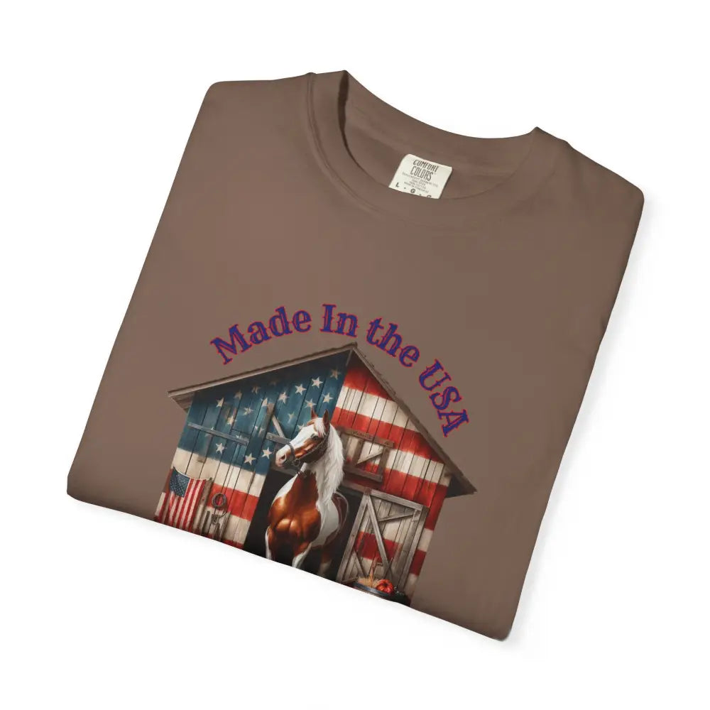 Made in the USA Horse Graphic T-Shirt Patriotic Tee for Horse Lovers American Pride Apparel - T-Shirt