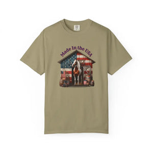 Made in the USA Horse Graphic T-Shirt Patriotic Tee for Horse Lovers American Pride Apparel - Khaki / S - T-Shirt