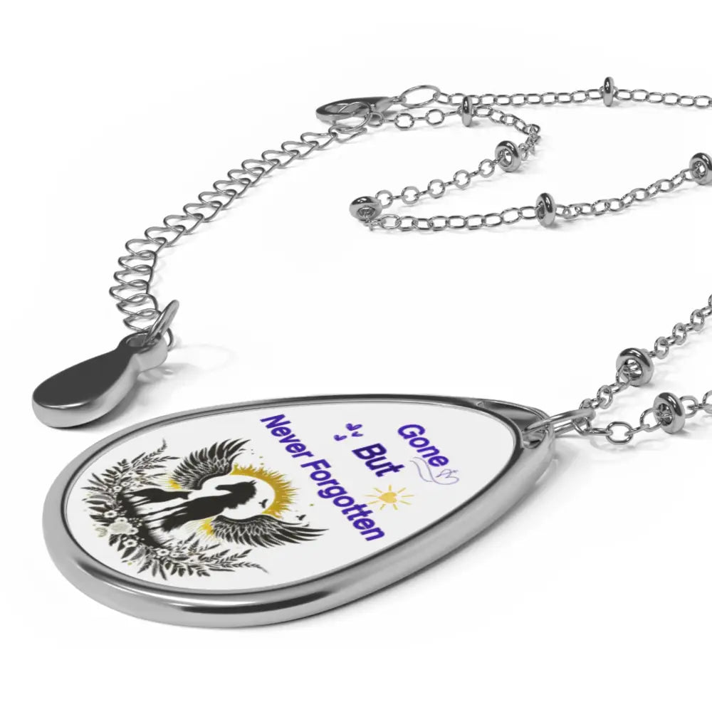 Memorial Oval Necklace: Gone But Never Forgotten Sympathy Jewelry Remembrance Gift Bereavement Keepsake Elegant