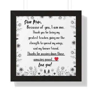 Mother’s Day Heart Felt Poster Gift Perfect Gift for Mom Best Unique Gifts for Mom Wall Art - 16″ x 16″ / Black - Home
