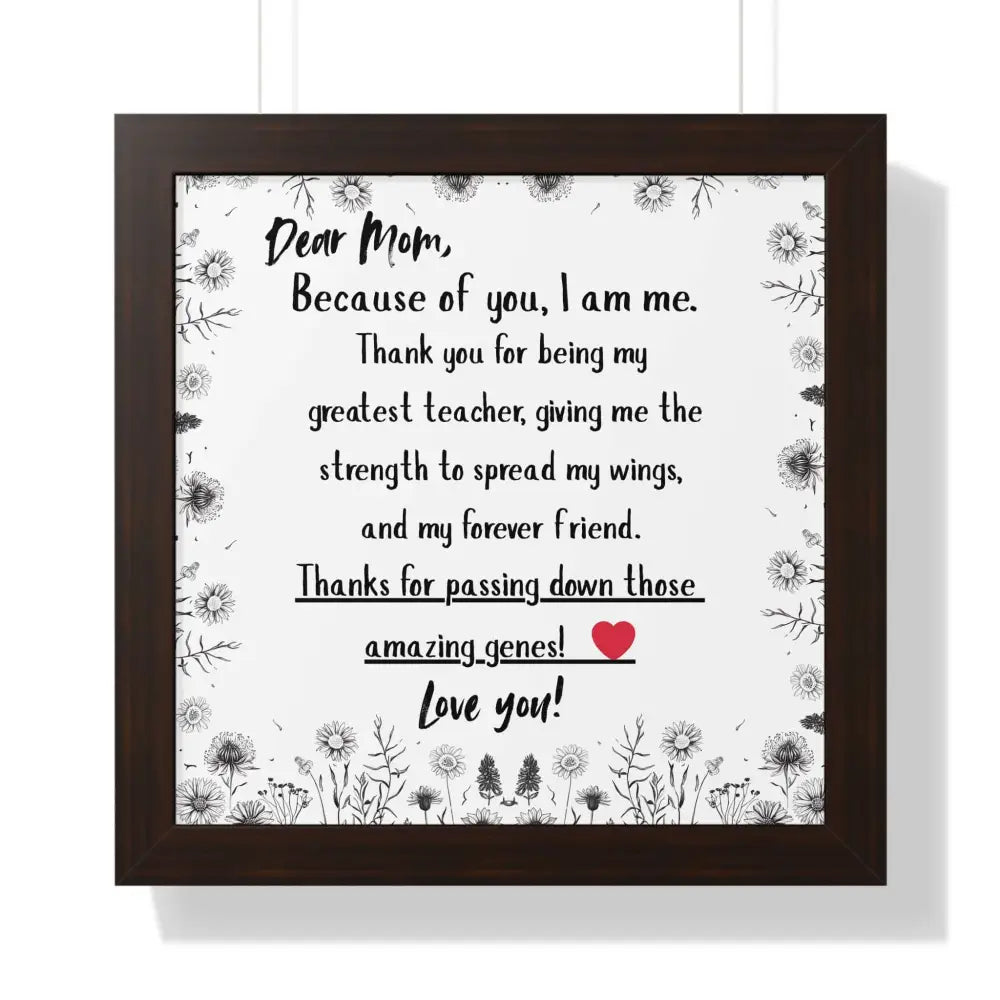 Motherβs Day Heart Felt Poster Gift Perfect Gift for Mom Best Unique Gifts for Mom Wall Art - 16β³ x 16β³ / Walnut - Home