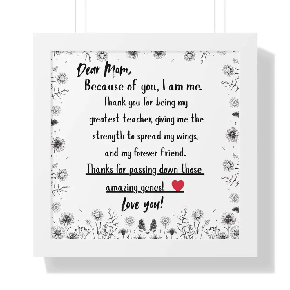 Motherβs Day Heart Felt Poster Gift Perfect Gift for Mom Best Unique Gifts for Mom Wall Art - 16β³ x 16β³ / White - Home
