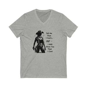 Motivational Country Tough Cowgirl Tee V-Neck Shirt Cotton Light Weight Farm Attire - Athletic Heather / S - V-neck