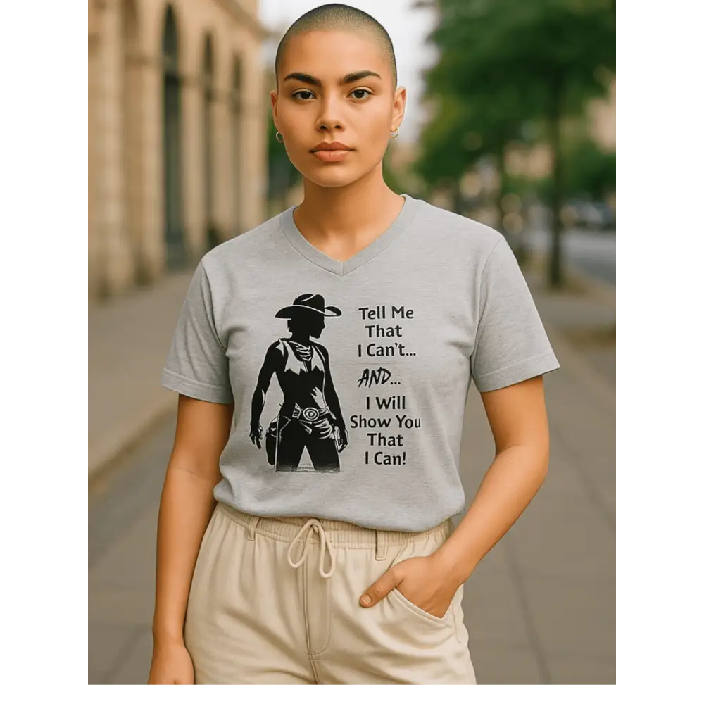 Motivational Country Tough Cowgirl Tee V-Neck Shirt Cotton Light Weight Farm Attire - V-neck