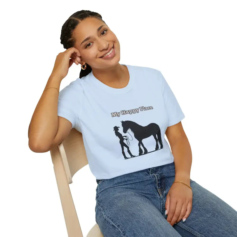 My Happy Place T-Shirt Horse Lover Shirt Western Tee Outdoor Apparel - T-Shirt