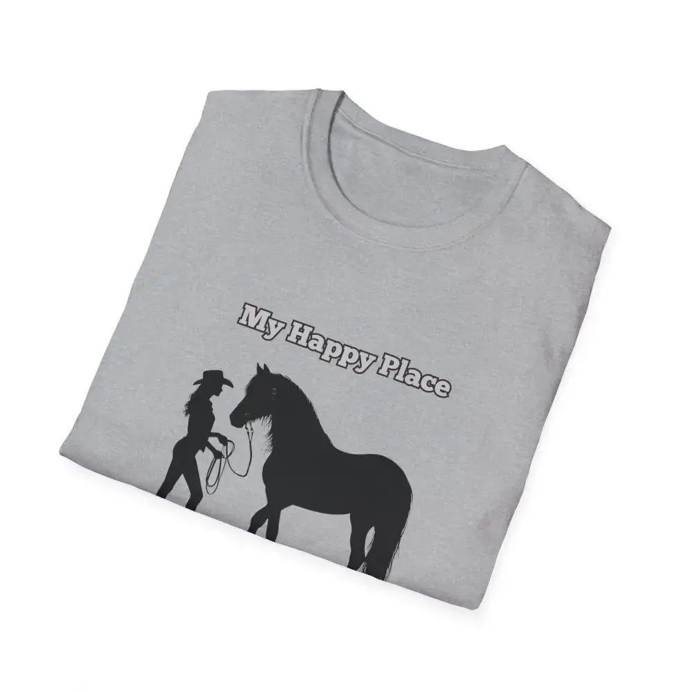 My Happy Place T-Shirt Horse Lover Shirt Western Tee Outdoor Apparel - T-Shirt