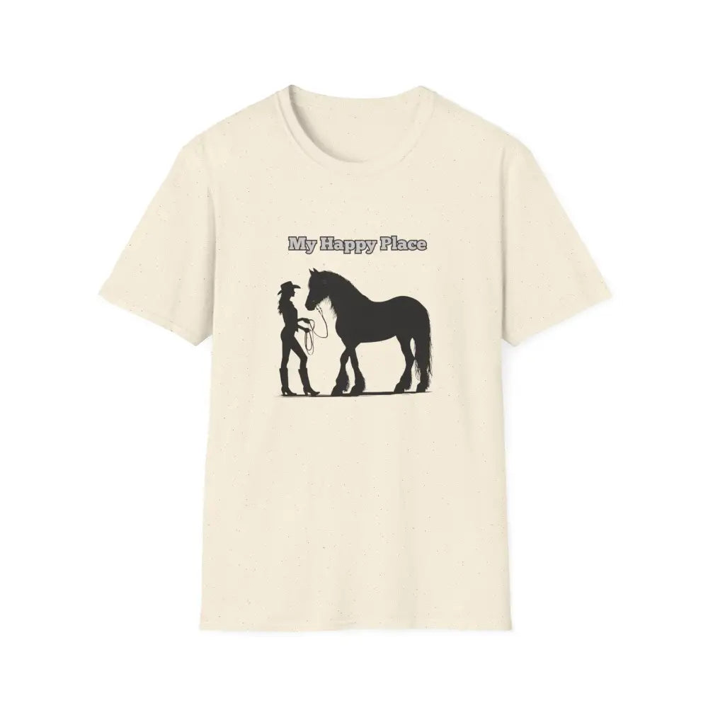 My Happy Place T-Shirt Horse Lover Shirt Western Tee Outdoor Apparel - Natural / S - T-Shirt
