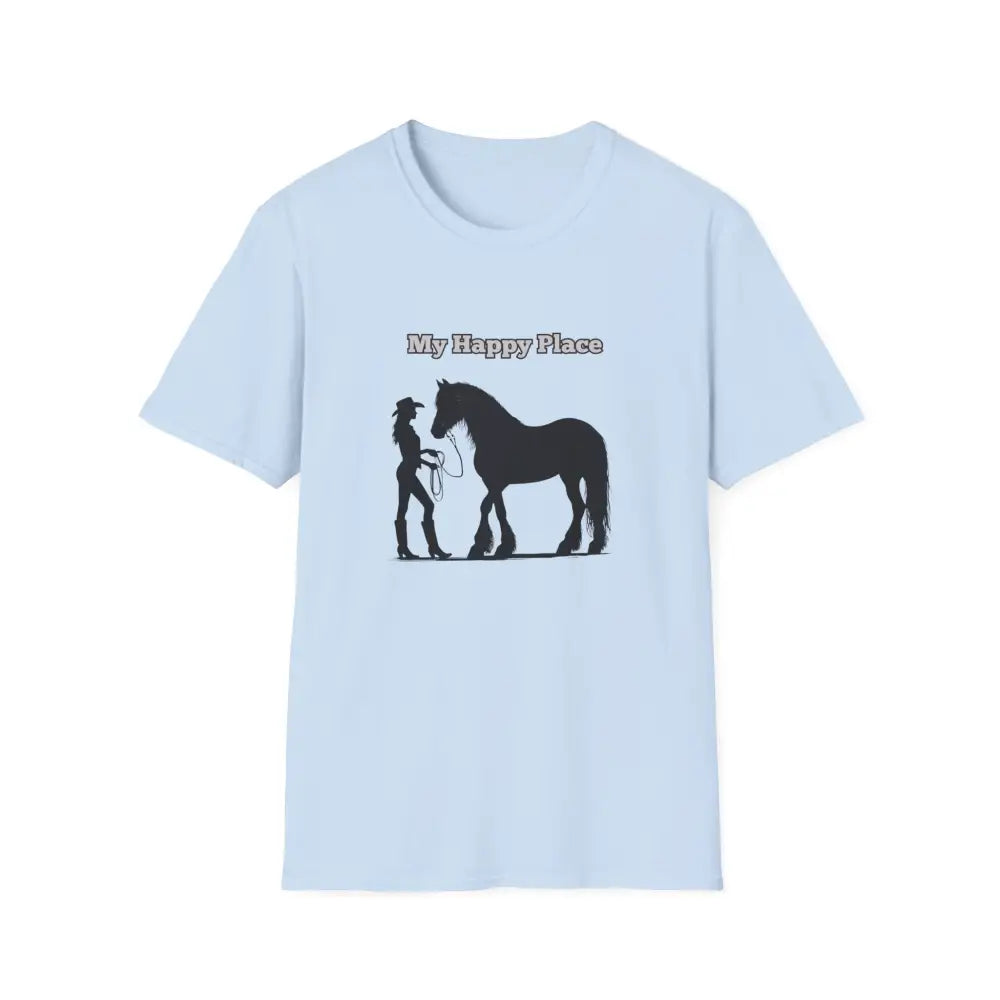 My Happy Place T-Shirt Horse Lover Shirt Western Tee Outdoor Apparel - Light Blue / S - T-Shirt