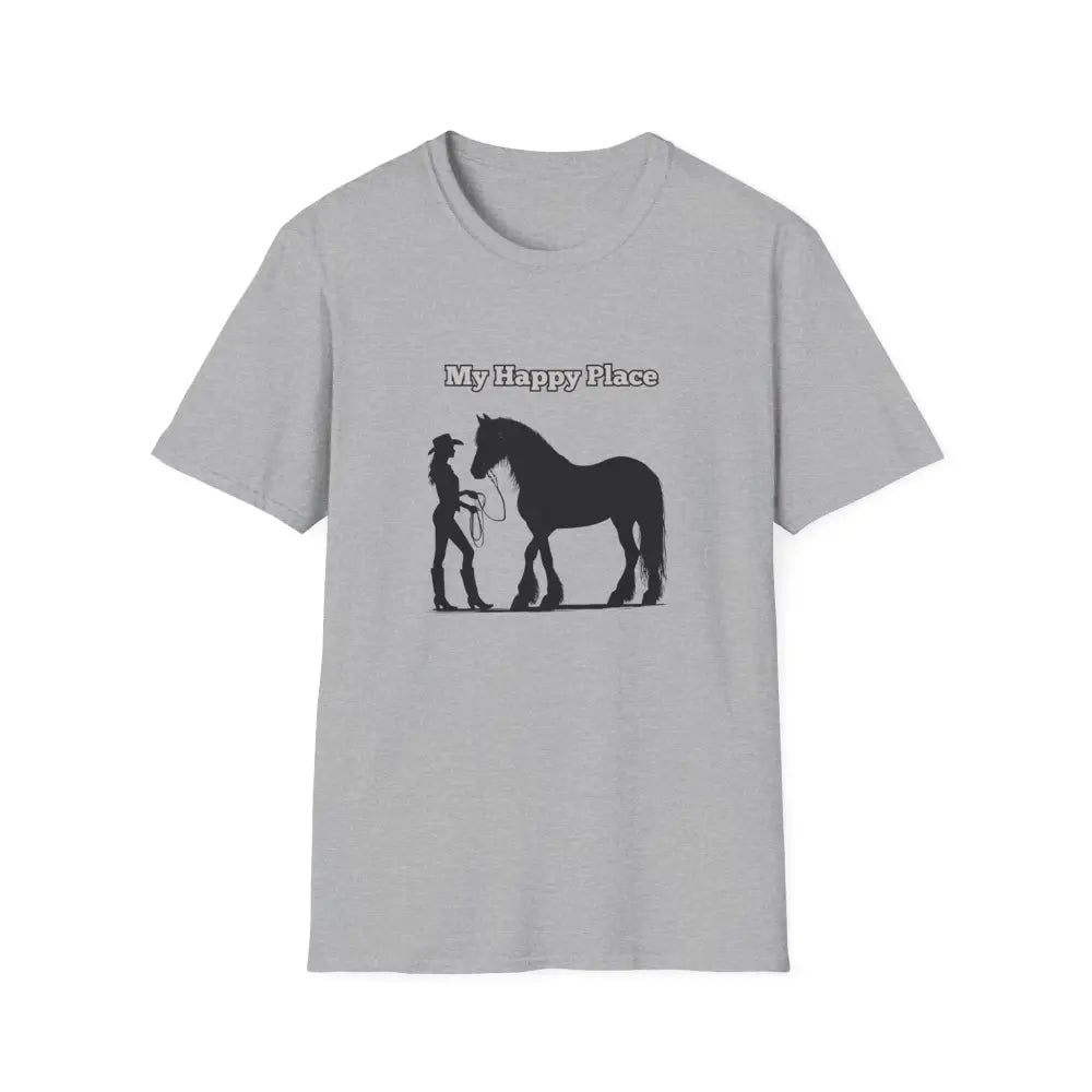 My Happy Place T-Shirt Horse Lover Shirt Western Tee Outdoor Apparel - Sport Grey / S - T-Shirt