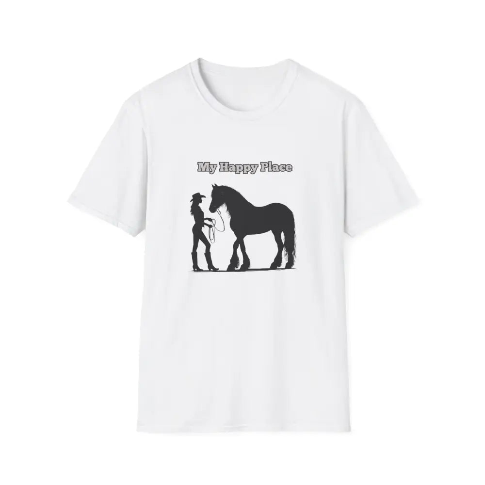 My Happy Place T-Shirt Horse Lover Shirt Western Tee Outdoor Apparel - White / S - T-Shirt