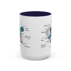 Office Gift Coffee Cup Mug Relax Breathe and Unplug with a Cup of Joy - 15oz / Navy - Mugs
