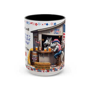 Patriotic Horse-Themed Country Coffee Mug Independence Day Tipsy Song Mug for Country Lovers | Funny Gift Idea - 15oz
